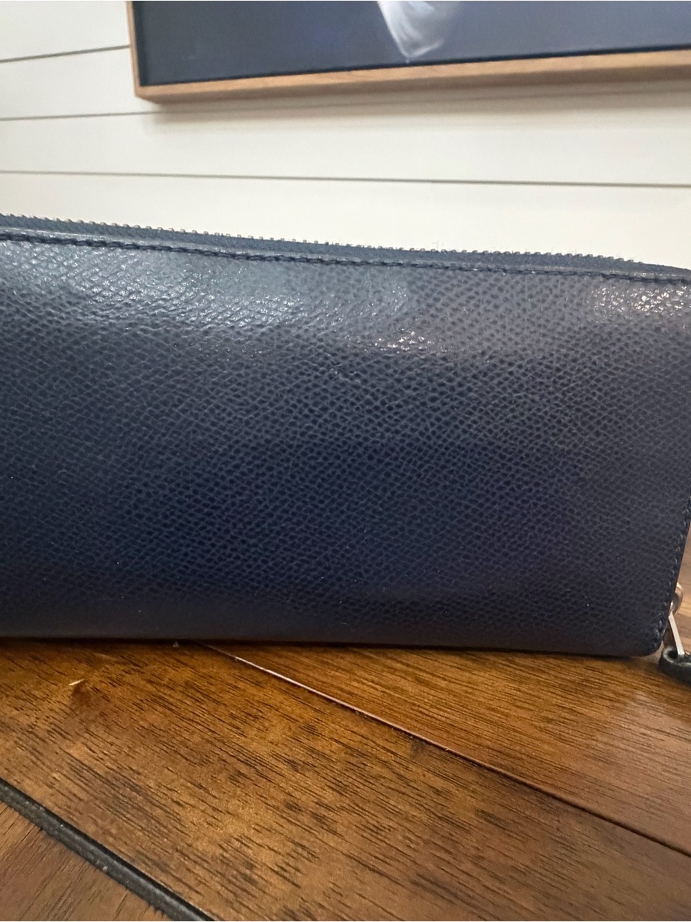 Coach Navy Pebbled Leather Zip Wallet with Exterior Card Pocket - Picture 3 of 5
